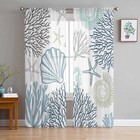 Coastal Sheer Curtains 96 Inch Length 2 52 w X 96 l  pack Of 2  Blue Teal