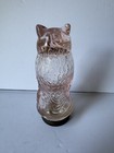 Vintage Light Pink Glass Owl Candy Container Bottle Lidded Jar