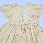 Vintage Toddler Yellow Floral Handmade Dress Lace Trim Puff Sleeve Size 3 4t
