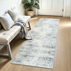 2x6 Runner Rug Non-slip Washable  Blue Runners For Hallway Kitchen Entryway Indo