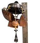 Vintage Forged Hanging Copper brass Cow Bell Wind Chimes Rope Tied Guc