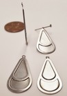12 Vintage Steel Raised Deco Drop 31mm  Silver Stamping Finding Pendants N12