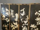 Antique Oriental Black Lacquer Wall Panels 4pc Set Mother Of Pearl Floral Birds