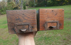 Lot Set 2- Vintage Wc Heller 12  Oak Card Slide Hardware Drawer Box Wood Slides
