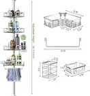 Corner Shower Caddy Tension Pole 4 Tier Adjustable Stainless Steel Shower Shelf