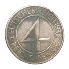 1932-f Germany Weimar Republic 4 Reichspfennig Pfennig Bronze Coin Eagle Km 75