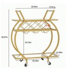 Gold 2-tier Glass Bar Cart Rolling Serving Trolley Wine Rack Wheels Mobile Table