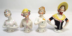Vintage Art Deco Half Doll Figurine Lot Of 8 Porcelain Germany Pin Cushion Roses