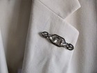 Mens Antique Sterling Silver   Marcasite Lapel Pin brooch