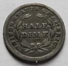 1838 Seated Liberty Silver Half Dime Vg  5c Cents Coin