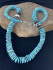 Turquoise Graduated Navajo Pearls Sterling Silver Necklace 18  1725