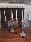 Webster Wilcox Is Silverplate 5 Light 4 Ways Convertible Candelabra Pair 16 75   