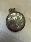 Vintage Brass Tone Locomotive Pocket Watch Style Desk Clock Train No Glass