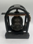 Antique Karen Hill Tribe Bronze Elephant Bell W  Thailand Burma Bentwood Stand