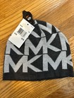 Brand New Woman s Michael Kors Knit Hat  Dark Grey With Light Grey Mk Logo