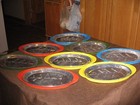 Vintage Steak Plates Retro Plastic   Aluminum Set  8 Orange Yellow Nordic Style