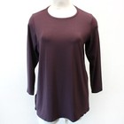 Eileen Fisher Plus Blackberry Jersey Crew Neck Long Sleeve Tee Top Blouse 1x