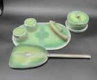 Art Deco 6 Piece Green Stripe  Dresser Vanity Set