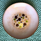 Vintage Enamel On Copper Shallow Bowl 1960 s Bubble Dots Vguc