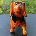 Pomme-pidou Dachshund Ceramic Decoupage Piggy Bank Orange Floral Wiener Dog