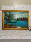 Mcm Helmscene  Light Up Picture Frame 28x20 Vinylite Sunfish Lake Mn Tested Vtg 