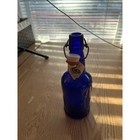 Antique Vintage Collectible Dr J Independence Mo Blue Bottle With Lid 9   x3   