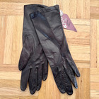 New Vintage Aris Women s Size 6 5 Brown Leather Long Gloves Nylon Lining Nwt