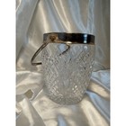 Vintage Cut Crystal Ice Bucket With Silver-tone Handle   Rim