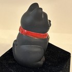 Hand-painted Black Maneki Neko     Ceramic Lucky Cat With Round Eyes And Left Paw