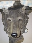 Grey Wolf Head Wall Mount Decor Winter Snow Branch Resin Statue Shelf