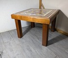Vintage Mid Century Danish Modern Tile Top Heavy Solid Teak Wood Table
