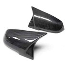 2 Pieces Rearview Mirror Cover Cap Carbon Black For Bmw Series 1 2 3 4 X M Etc