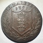 1791 Great Britain Yorkshire Hull 1 2 Half Penny Conder Token  Ship Type Vf