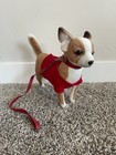 Hansa Realistic Chihuahua Standing Plush Leash With Red Shirt 10    So Cute 