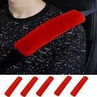  5 Pack Soft Plush Car Seat Belt Shoulder Pads Universal Fuzzy Car Seat Red
