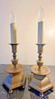 Pair Of Antique 19th Century French Brass Candlestick Lamps  Circa 1870  12 5  