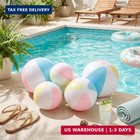 Miniinflat 18 Pcs 24 16 12 Inch Inflatable Beach Balls Bulk Pastel Color Jumbo B