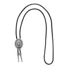 Vintage Bolo Tie Turquoise Stone Silver Sterling Western Cowboy Men Oval Navajo