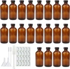 8oz Amber Glass Bottles  20 Pack Glass Storage Bottles With Black Lids Brown    