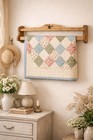 Vintage Large Wood Blanket Rack Quilt Bar Shelf  49  Heart Cutout Shabby Cottage