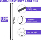 Zip Ties   1200pcs Black Cable Zip Ties 12 Inch  Heavy Duty Plastic Wire Ties Wi