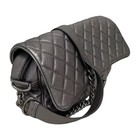 Chanel gunmetal Classic Flap Long Elongated Grained Caviar Leather Shoulder Bag