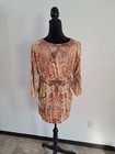 Vintage Y2k Burnout Babydoll Tunic Gold Yellow Eclectic Artsy Boho Chic Lg