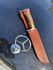Real Stag Fixed Blade Knife New Leather Sheath