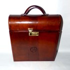 Rare Polmos Bia  ystok Leather Wine Presentation Case     Polish Distillery