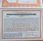 Insull Utility 1930 Stock Certificate  Samuel Insull  Jr  Autograph Signed