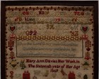 Mid 19th Century Red Houses  Motif   Quotation Sampler By Mary Ann Davies - 1869
