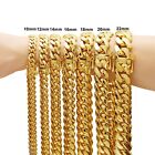 Miami Cuban Link Chain Necklace Bracelet 14k Gold Plated Stainless Steel 8-22mm