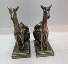 Pair Of Solid Brass Giraffe Bookends Decor 1970   s Felt Bottom 9 Inch Collectible