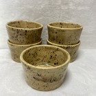 Homemade Stoneware Pottery Set Of 5 Ceramic Speckled Tan Small Bowls